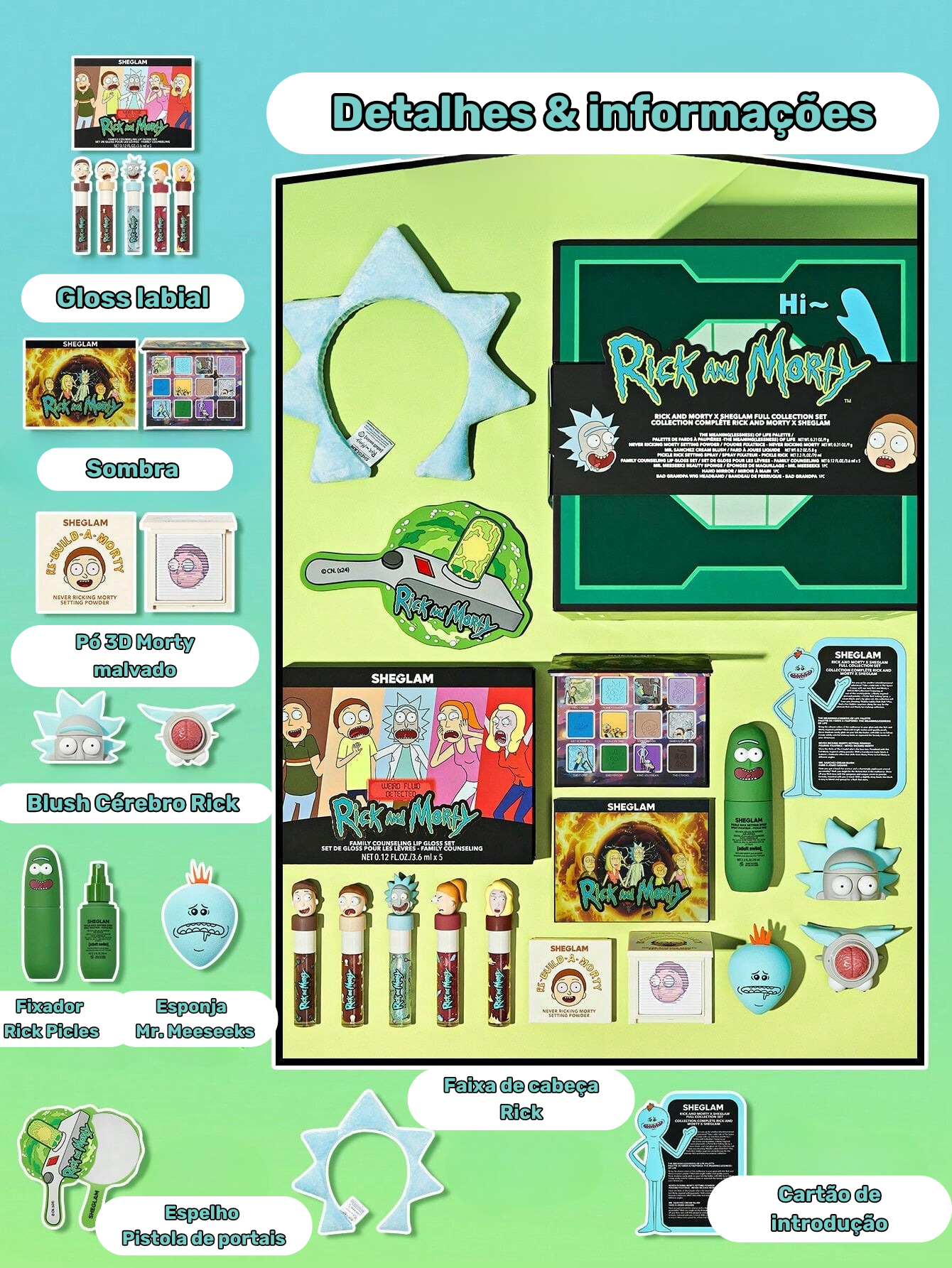 Coleção Completa de Maquiagem Rick and Morty Sheglam